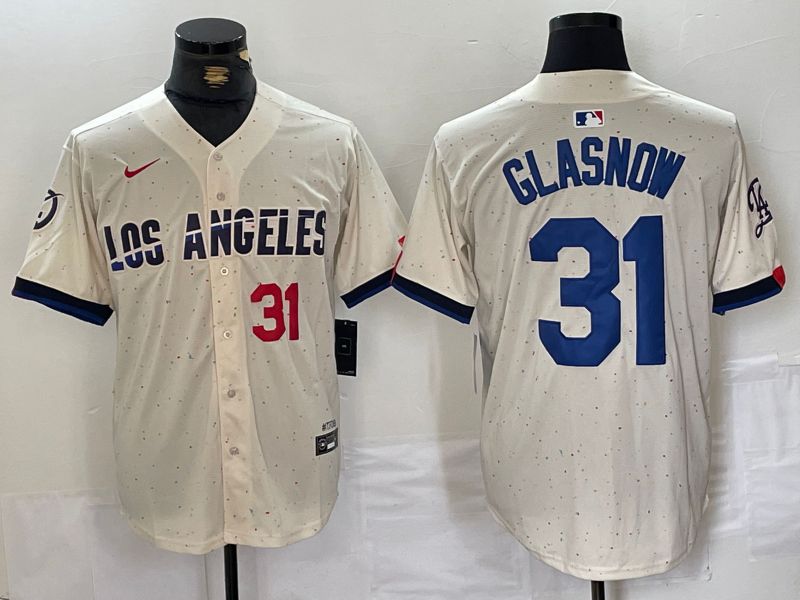 Men Los Angeles Dodgers #31 Glasnow Cream Fashion Nike Game MLB Jersey style 5->chicago cubs->MLB Jersey